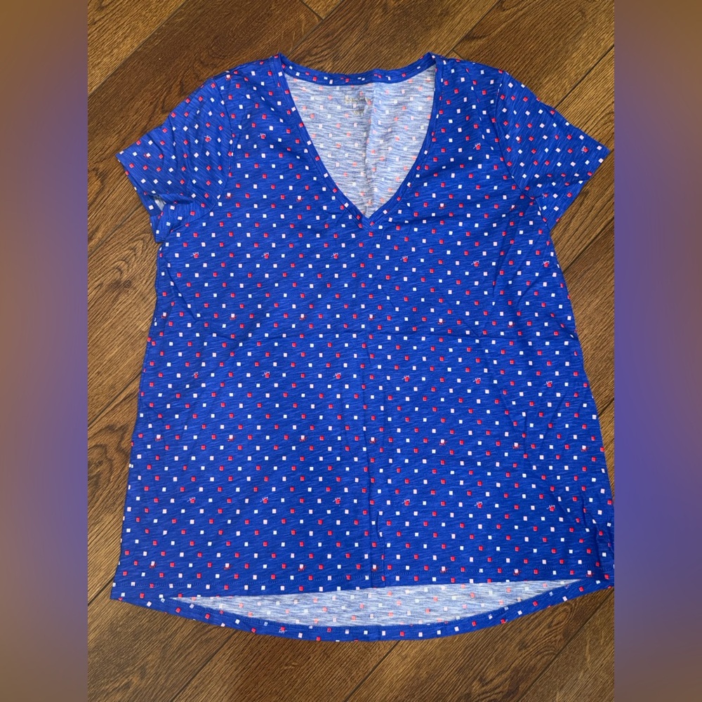 Lilly Pulitzer Blue and Red V-Neck Tee